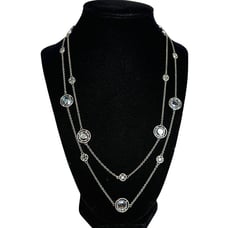 New Tocara Sterling Silver Necklace DiAmi Crystal Bezel Station 42 Long Bianca