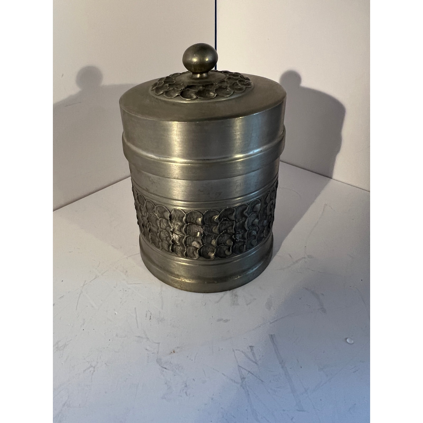 Vintage Perletinn Pewter Container with Lid