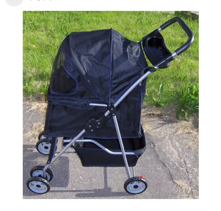 new Black 4 Wheel Folding Portable Pet Stroller Cat Dog Travel Carrier w/ Basket
