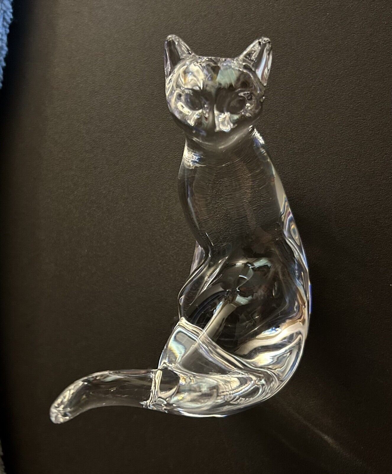 Vtg 1996 Lenox Fine Crystal Cat Figurine Sitting Long Tail Germany Lenox Mark