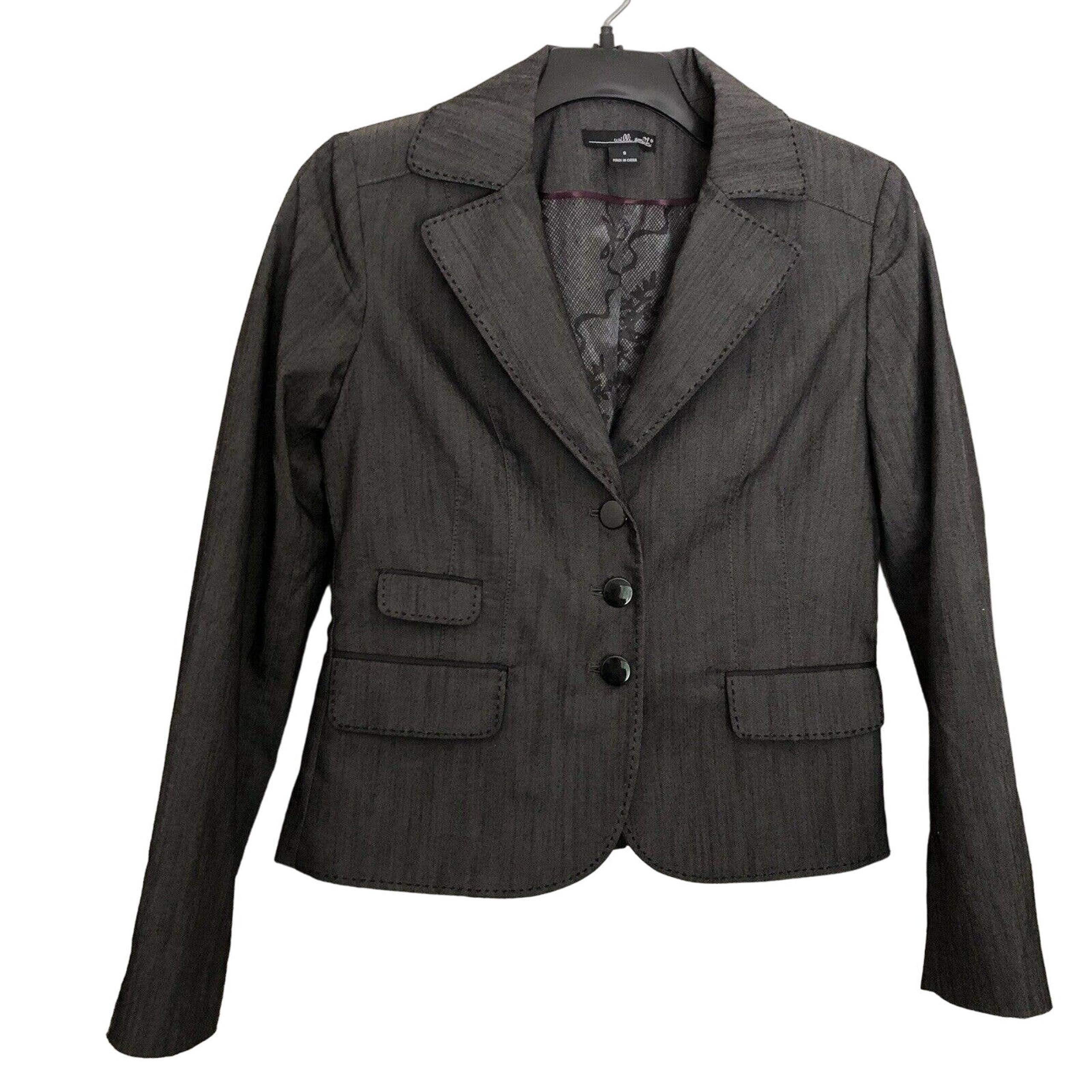 Gray 3 Button Blazer - Size Small - Fully Lined - Contrast Stitching - Willi Smith
