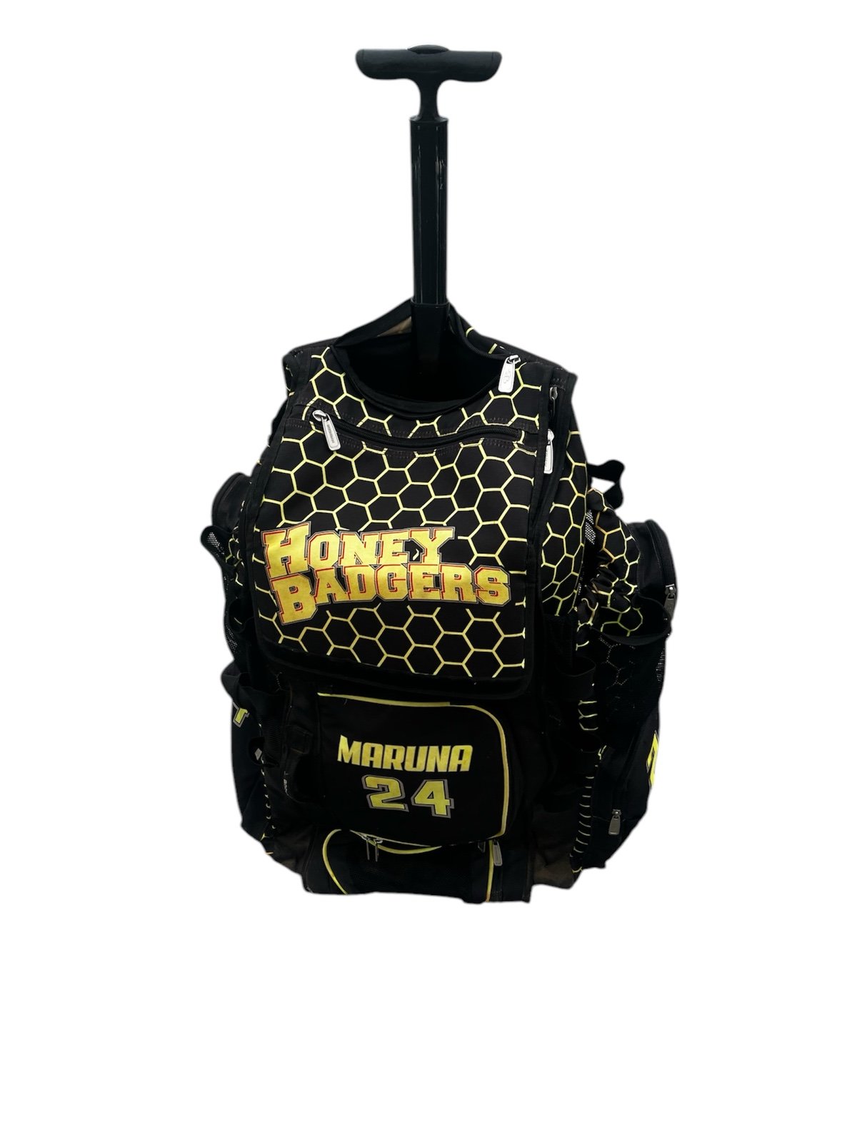 Boombah Lacrosse Honey Badgers Rolling Equipment Storage Bag! Some wear. All zip