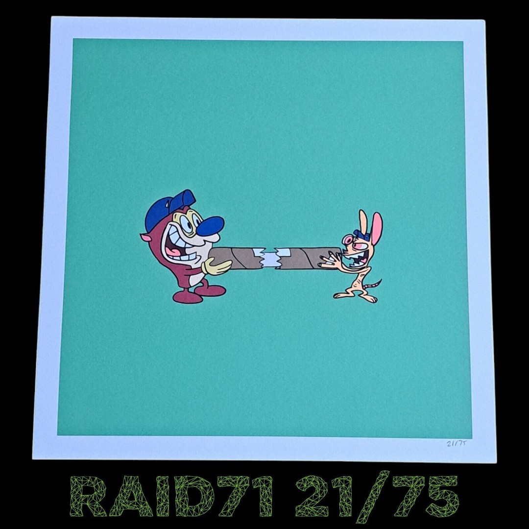 Raid71 Ren & Stimpy 10 x 10 Art Print Limited Edition 21/75 BNG Mystery Tubes