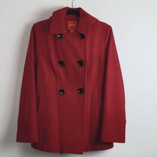 Esprit double breasted hooded peacoat Sz M Red Pockets