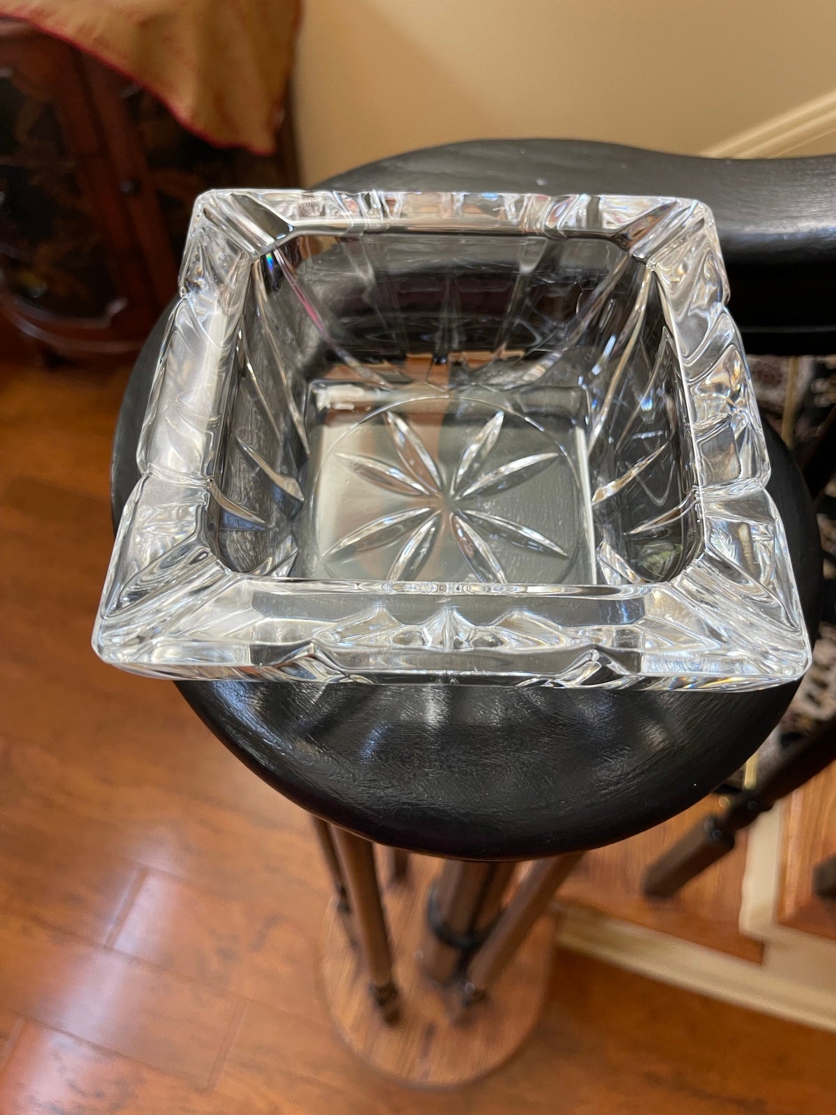5 Vintage Diamond Cut Heavy Lead Crystal Ashtray Collectible 5-1/2” W 2-1/4” H