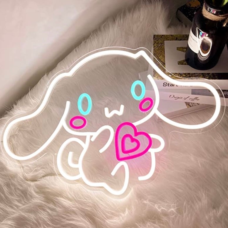 Super Adorable Bright Pink Heart Cinnamoroll LED Night Light Room Wall Decor