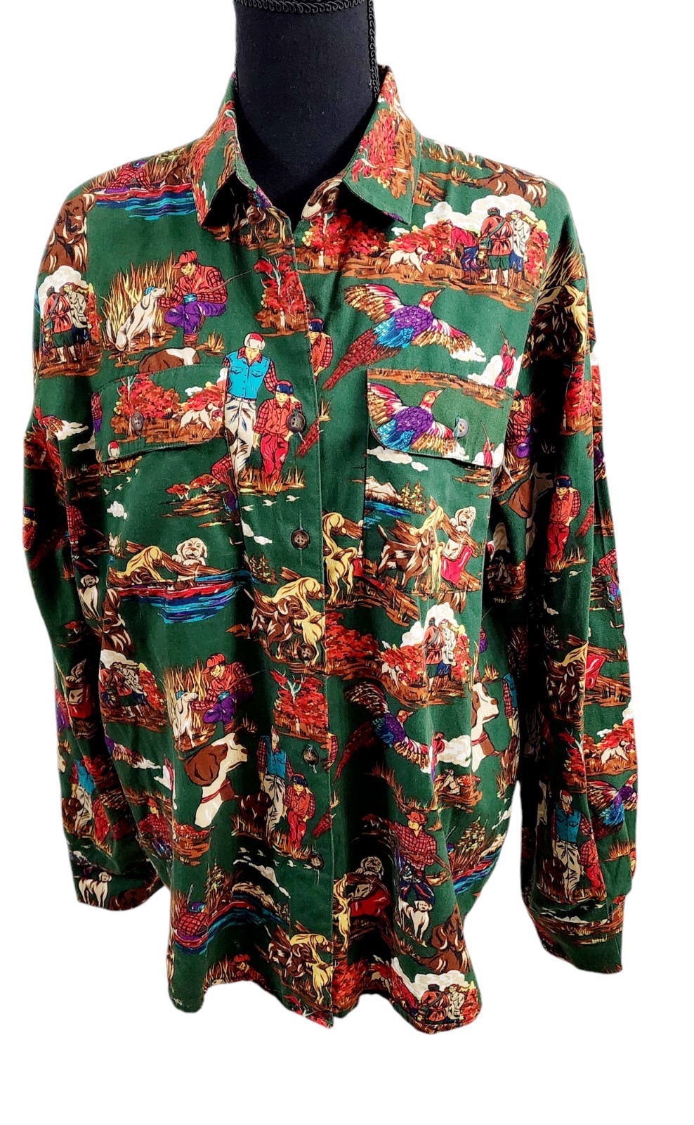 Rare Vintage Womens Hunting Scene long sleeve Sharon Young