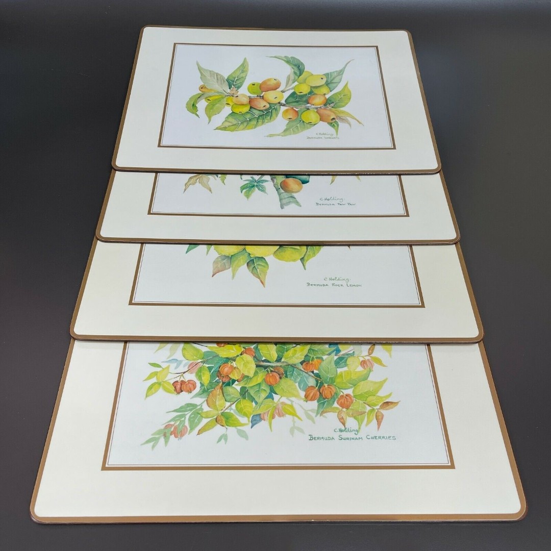 Pimpernel Place Mats C. Holding Bermuda Rock Lemon Paw Paw Cherries Lot of 4