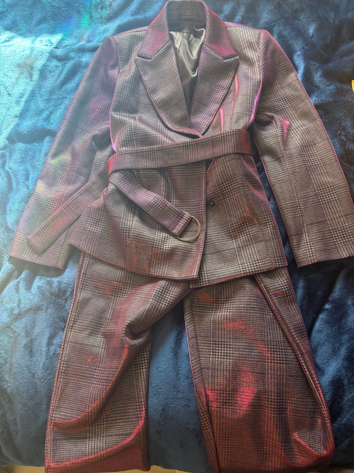 Plaid blazer and pants suit