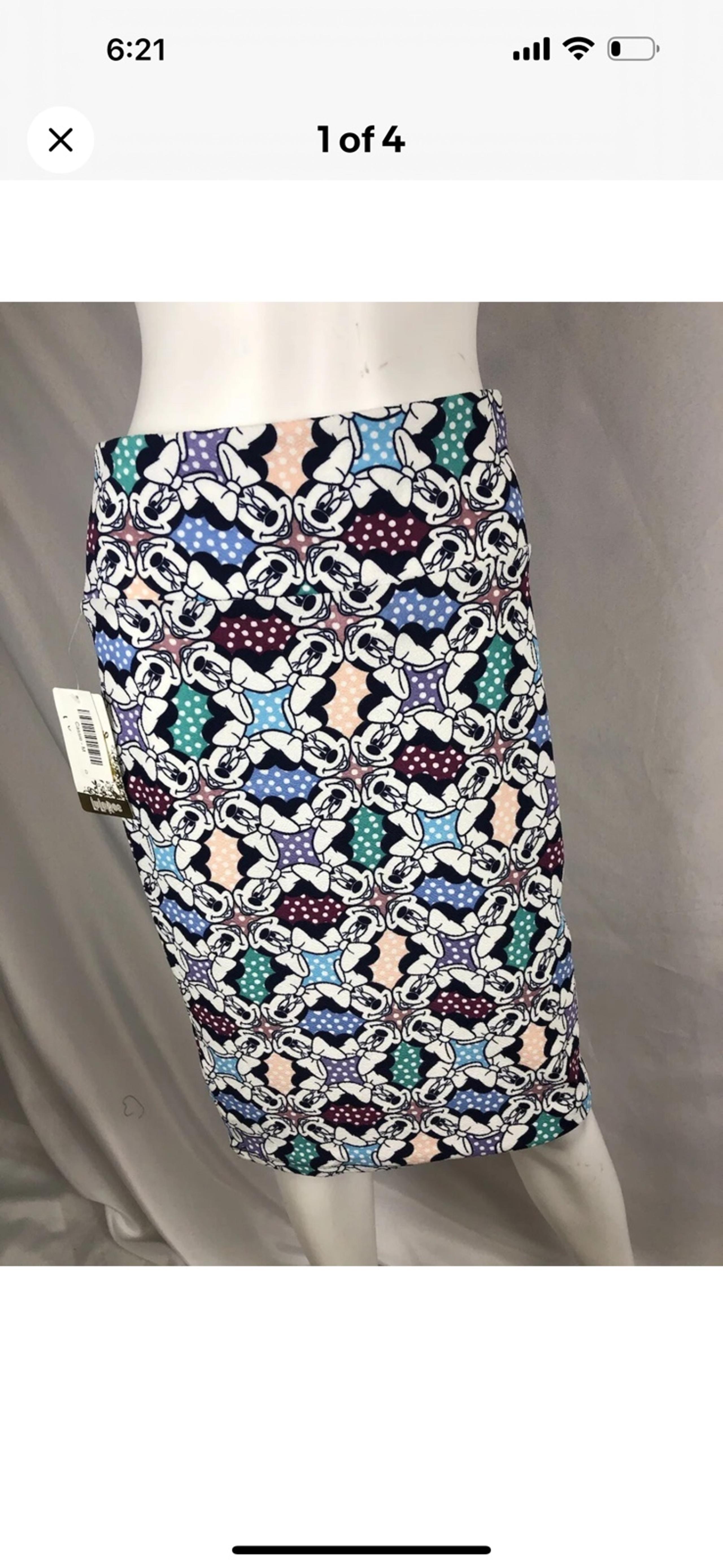 Lularoe Disney Cassie Womens Size Med Minnie Mouse Yoga Waist Pencil Skirt NWT