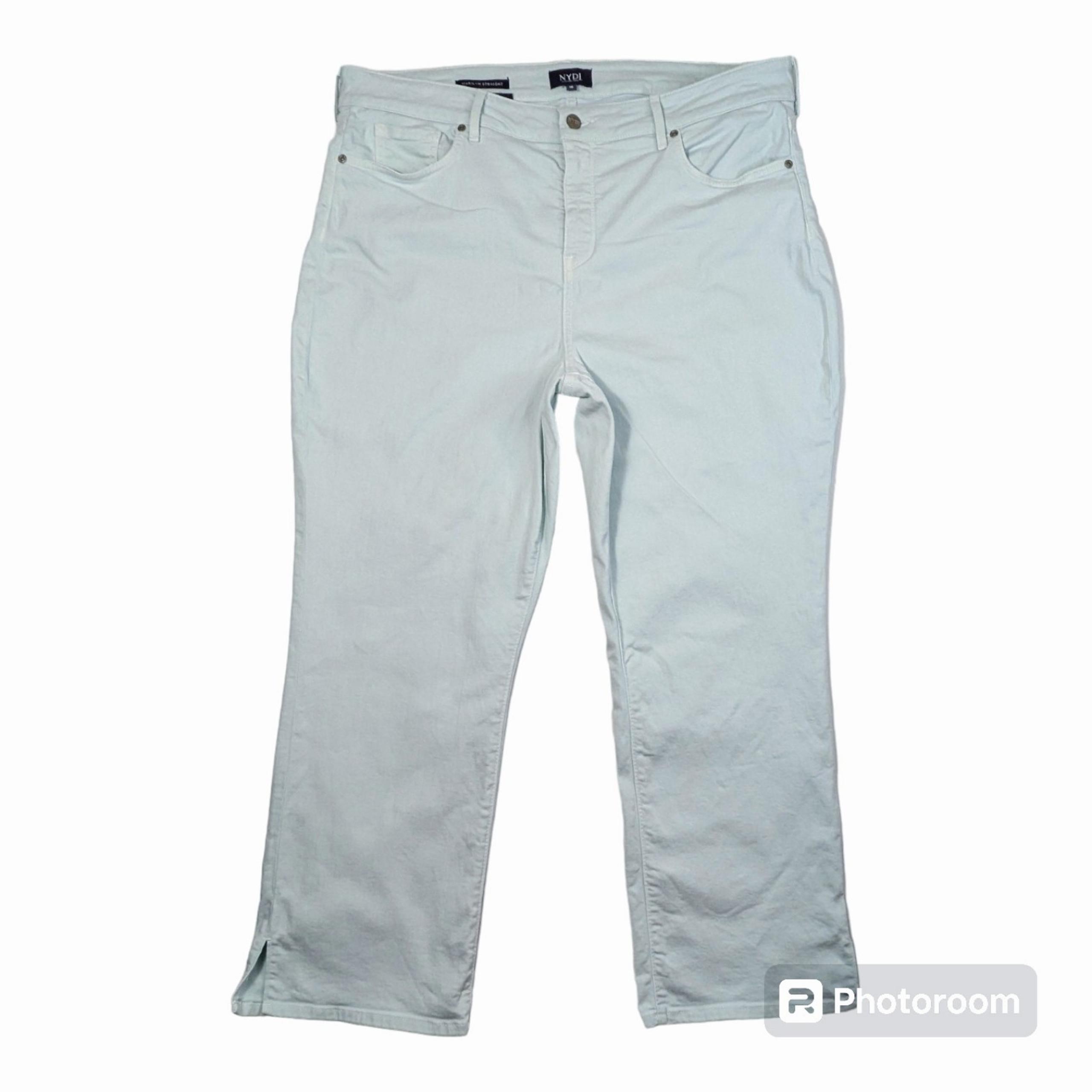 NYDJ "Marilyn" Straight Ankle Jeans Women's Stretchy Size 18 Light Mint Green