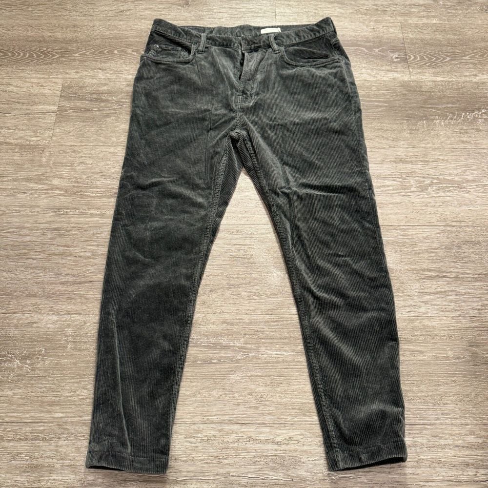 Allsaints Pants Mens 32 Gray Corduroy 5 Pocket Organic Cotton 32x27 Button Fly