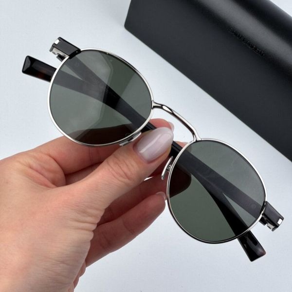 Saint Laurent SL707 001 BRAND NEW Sunglasses Silver Havana Grey Oval Unisex