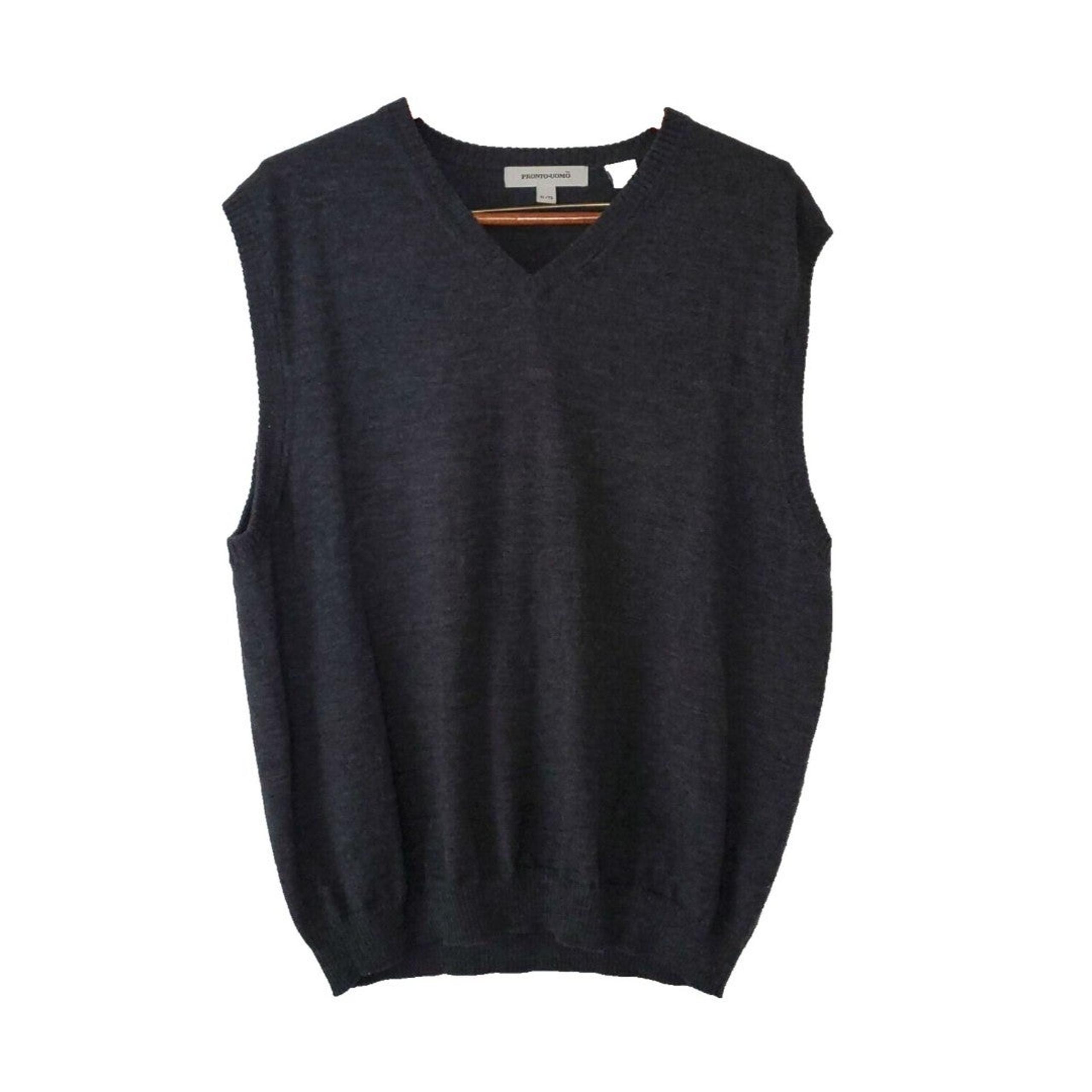 Pronto Uomo Men's XL 100% Extra Fine Merino Charcoal Sweater Vest