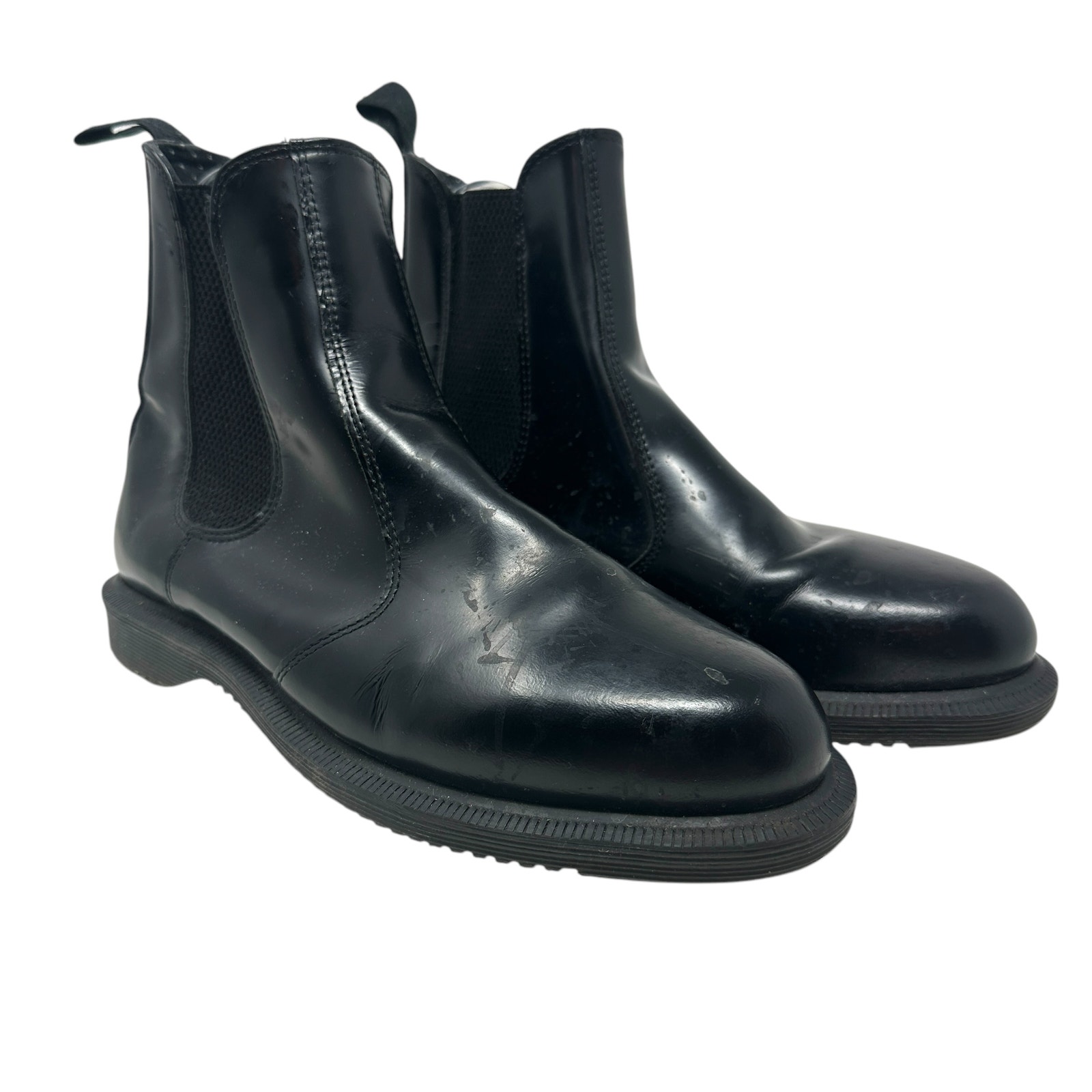Dr. Martens Flora Chelsea Boots Pull-On Leather Polished Black Size US 9
