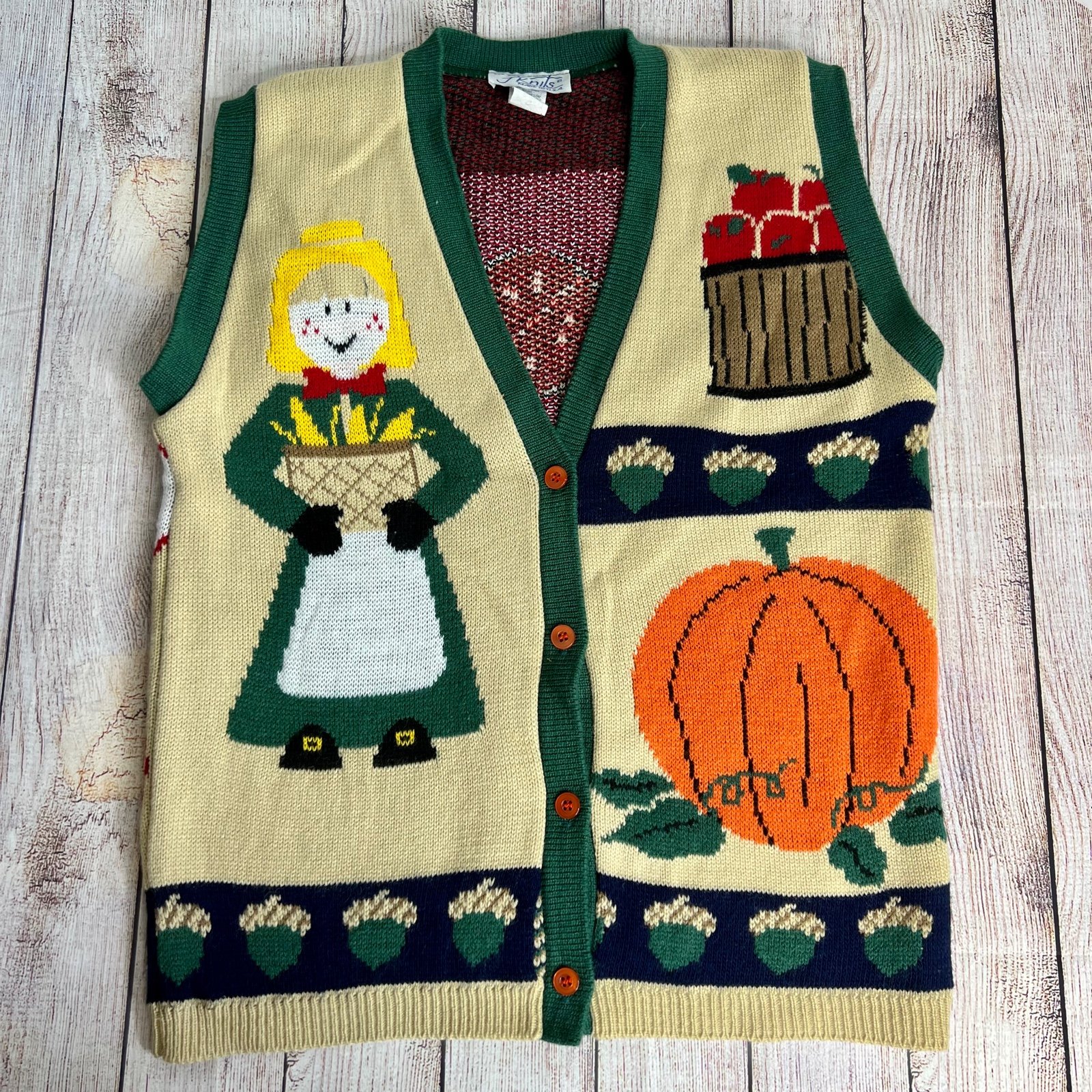 J Knits Fall Vintage Sweater Vest Small