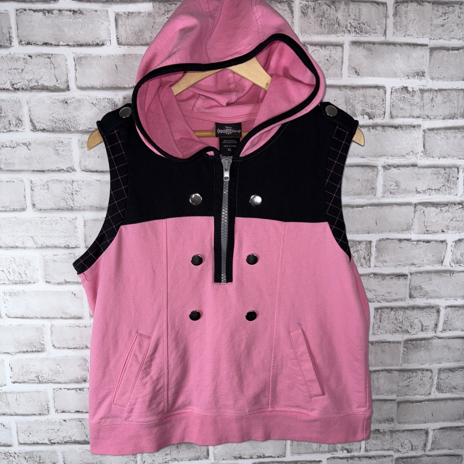 KH3 KAIRI PINK COSPLAY SLEEVELESS HOODIE KINGDOM HEARTS III COSTUME VEST DISNEY