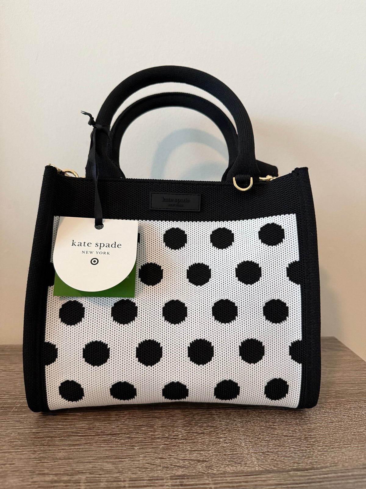 [Kate Spade x Target] NWT Black and White Polka Dot Knit Crossbody Bag