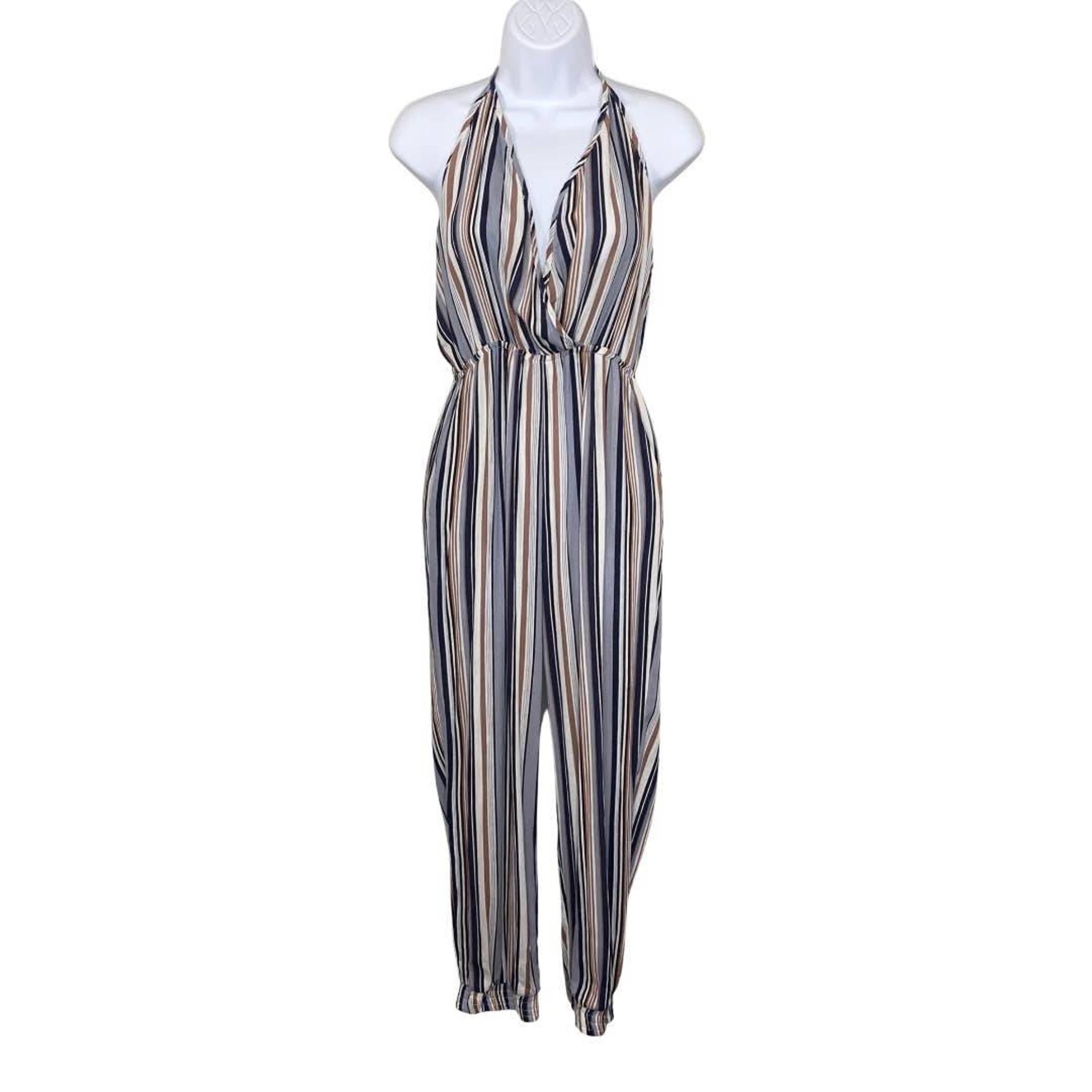 NWT Striped V Neck Jumpsuit- Large