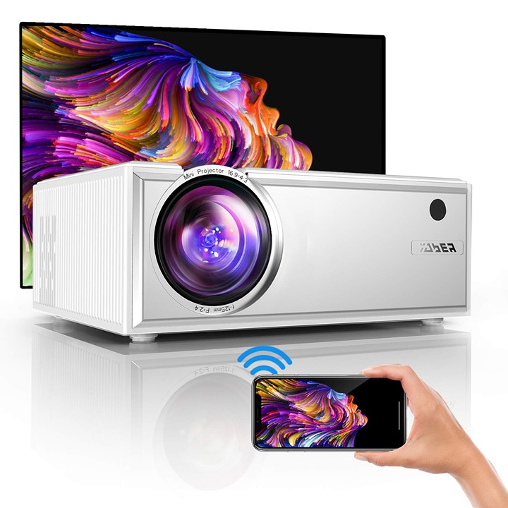 1080P Portable WiFi Mini Projector 6000 Lux Home Theater Cinema HDMI White