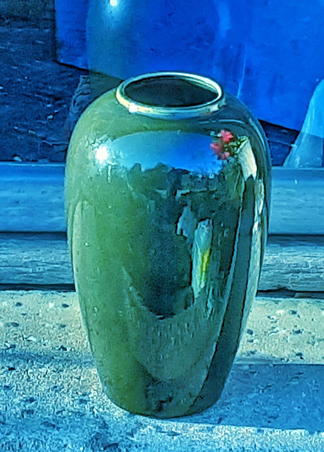 Huge MCM royal haeger dk olive green 13 high art pottery ceramic vase w tag 199