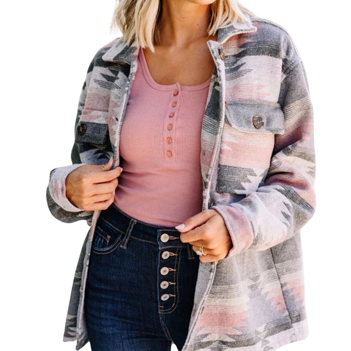 Blakeley At Your Best Charcoal Gray Aztec Shacket Size S