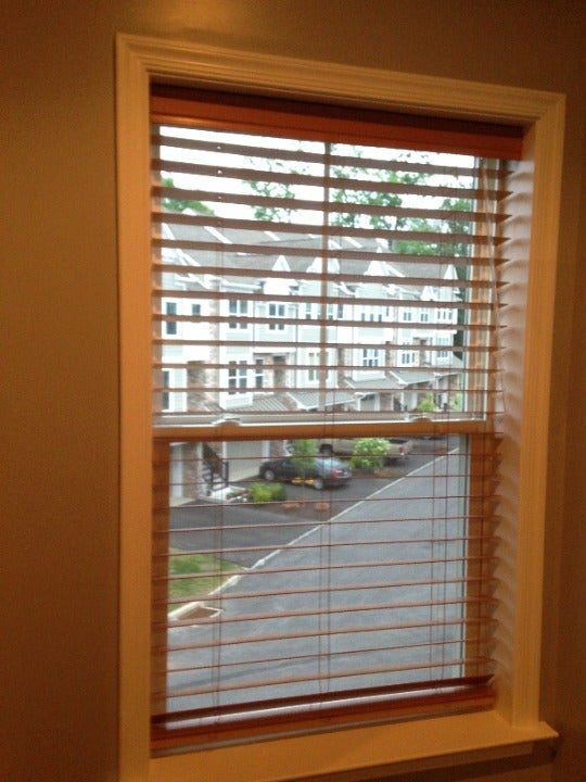 2.5 Premium Wood Blinds, Cordless Lift and Wand Tilt, Light Brown