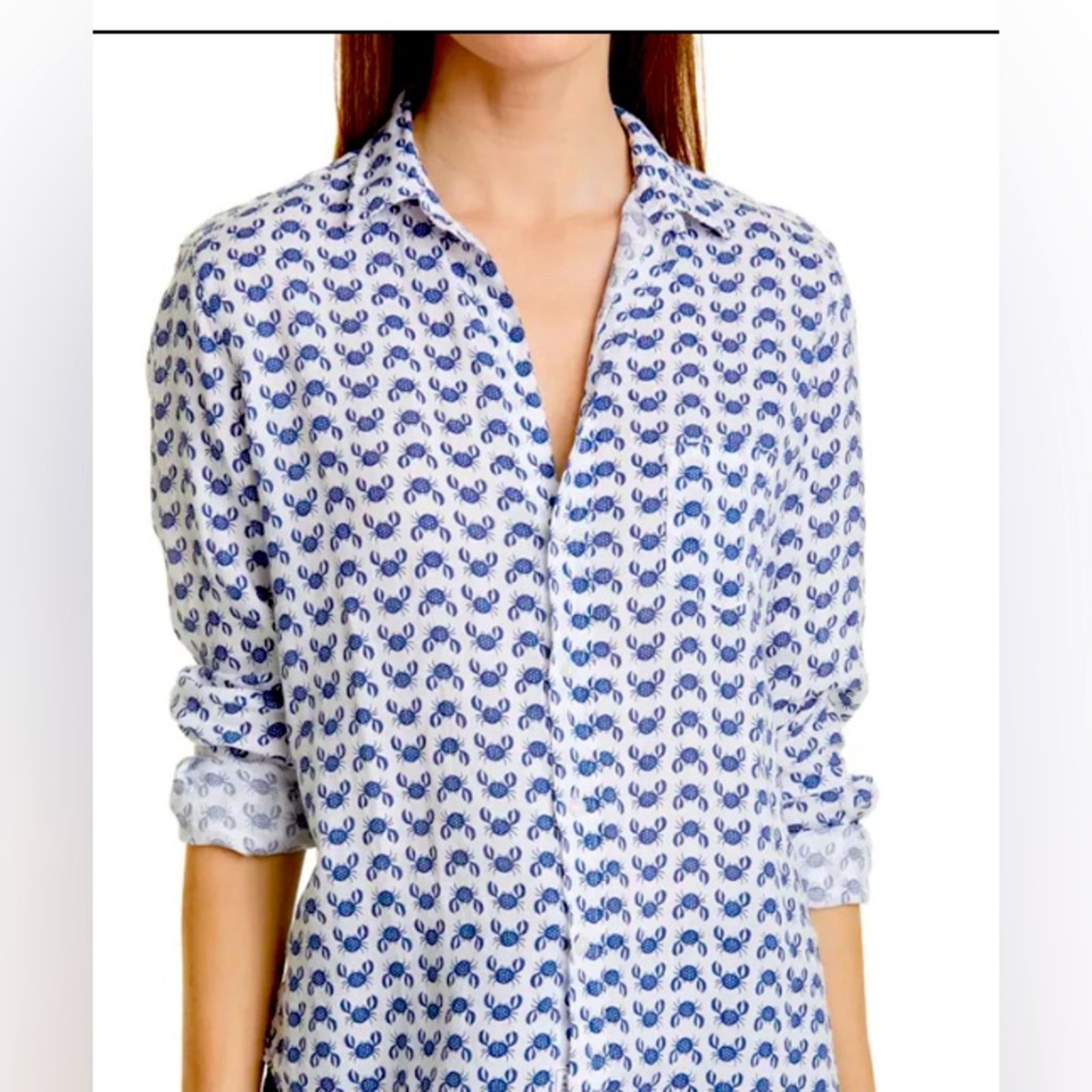 Nwot Frank & Eileen blue crab Mary dress Large 350 Rare coastal preppy nautical