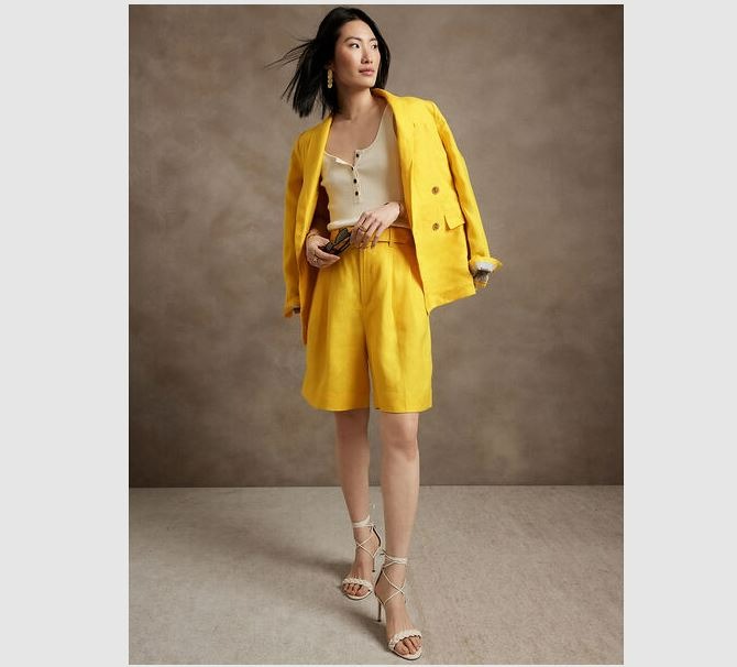Banana Republic Lino Bermuda Short Yellow Sz 0