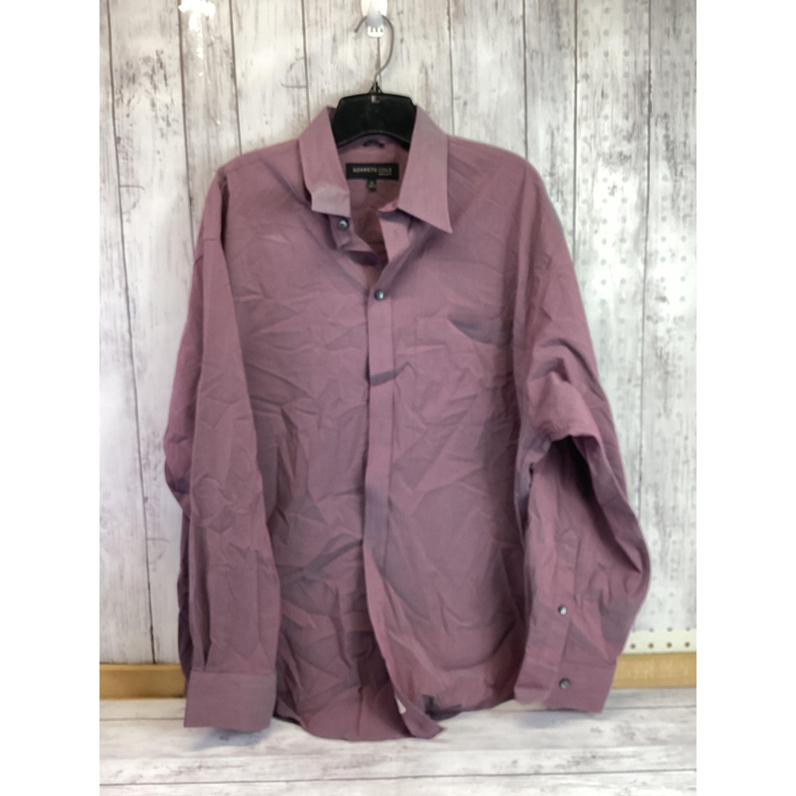 Kenneth Cole New York Mens Shirt 17 34-35 Long Sleeve Maroon Collared Button Up