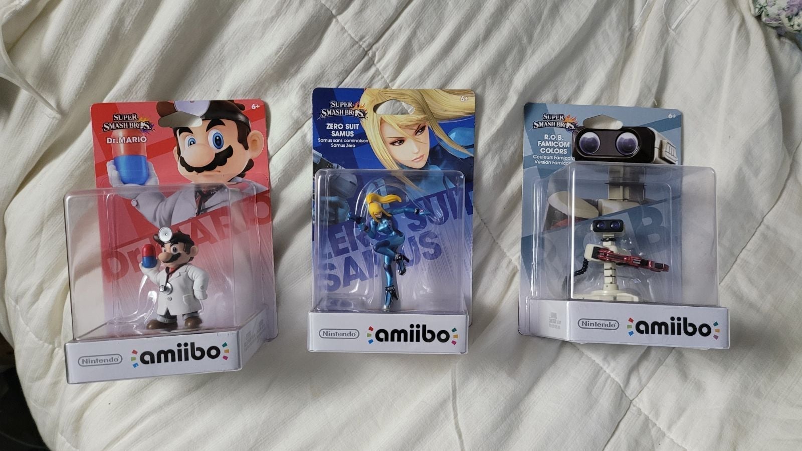 *HELLA RARE 1ST PRINT* 3 NIB amiibo: R.O.B. + Zero Suit Samus + Dr. Mario