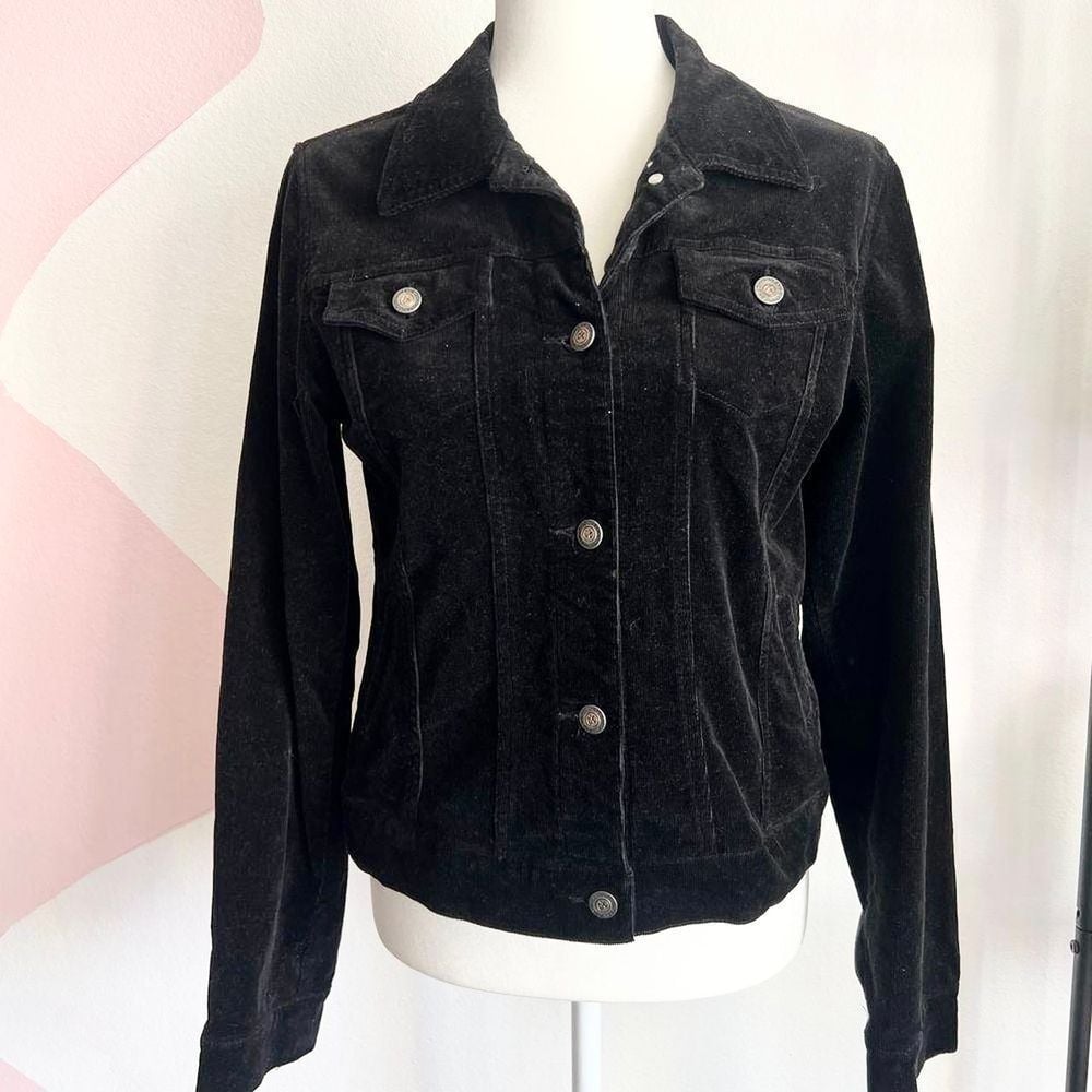 Vintage Black Corduroy Jacket, Large