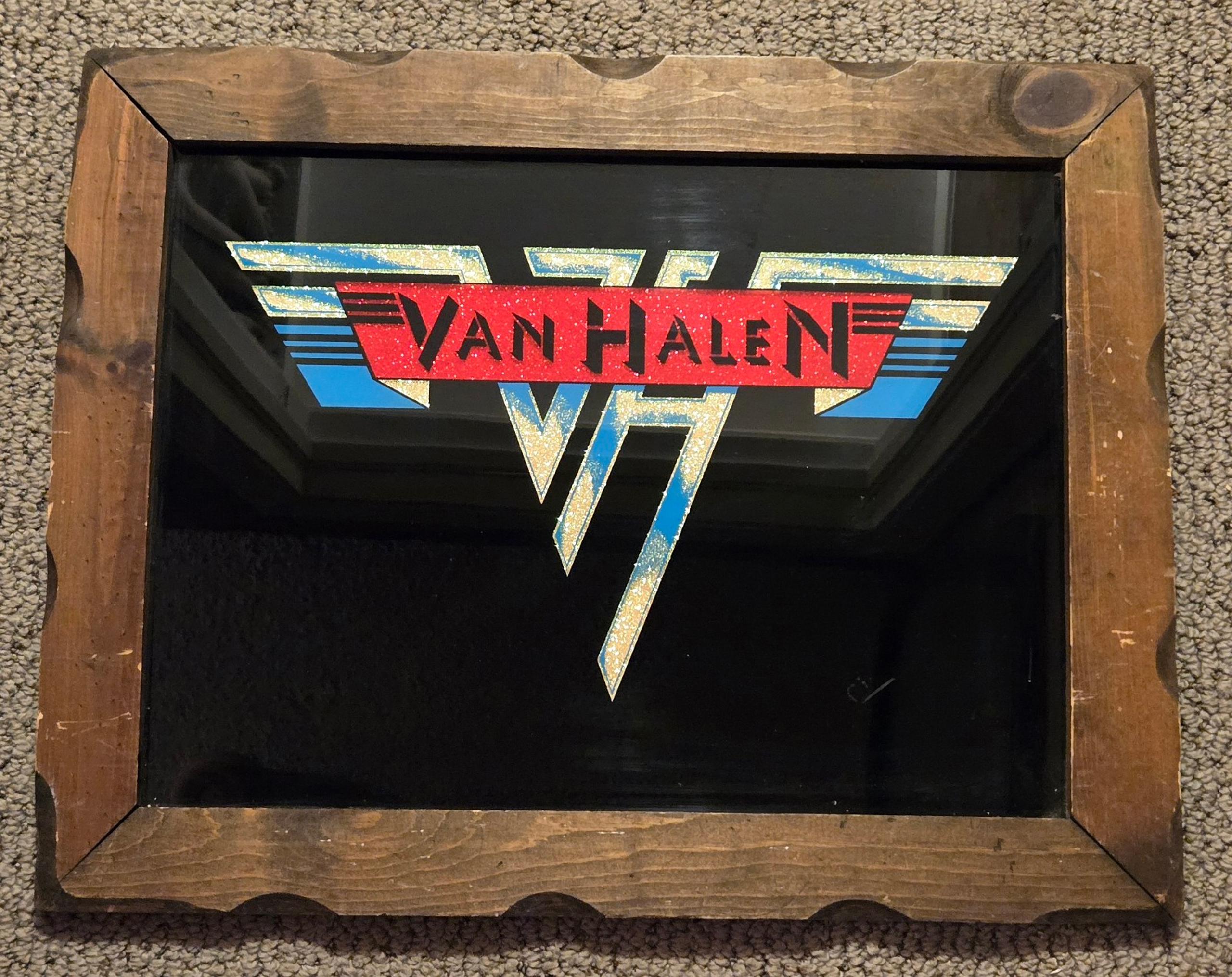 Vintage 1981 Van Halen glass fair/carnival prize mirror