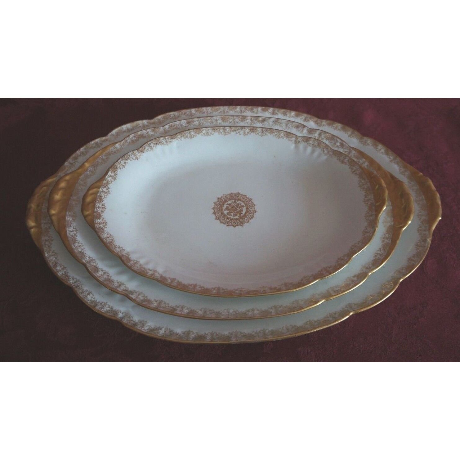 VTG. LS&S LIMOGES SET OF 3 OVAL PLATTERS