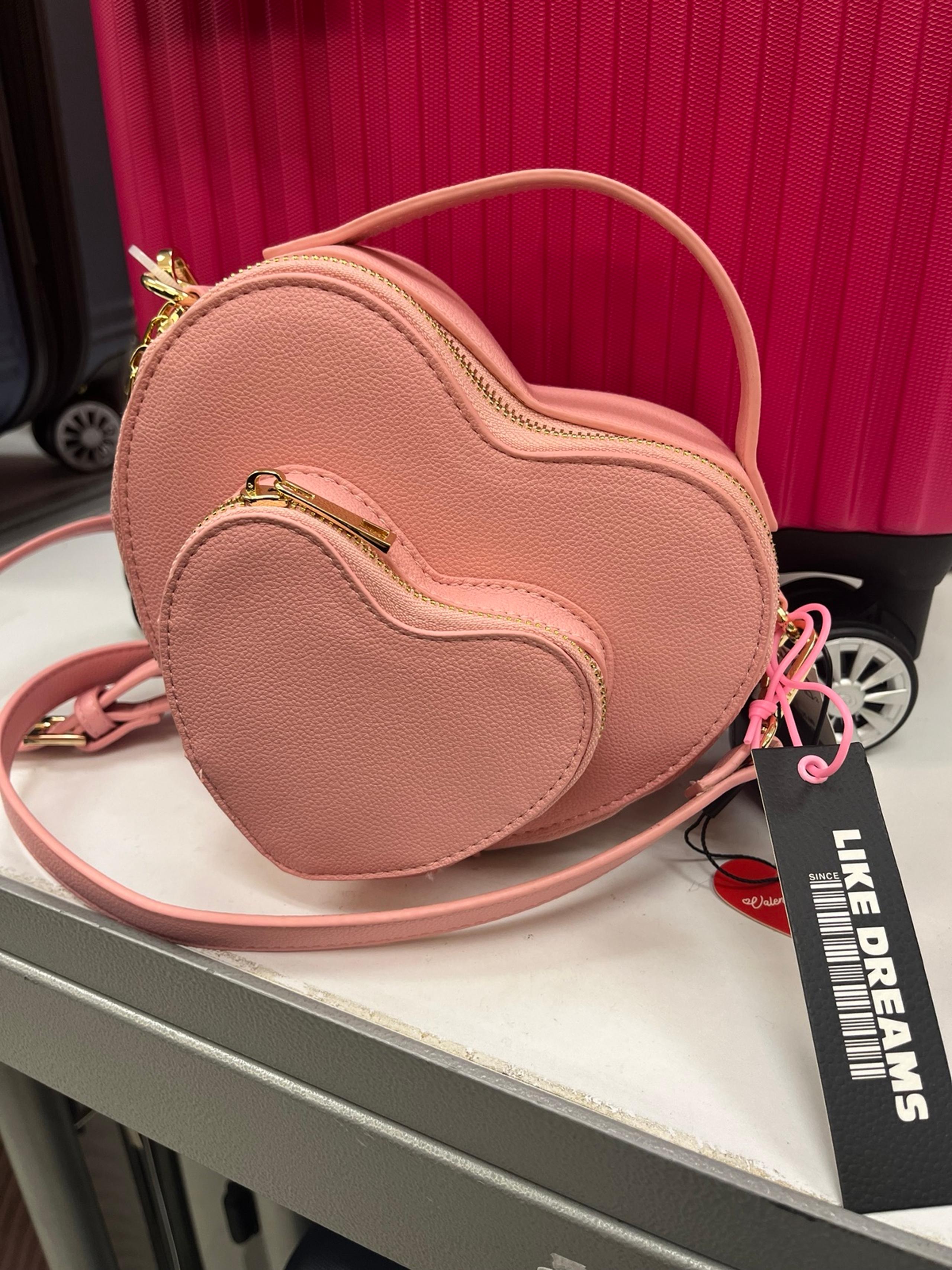 LIKE DREAMS pink double heart crossbody bag nwt
