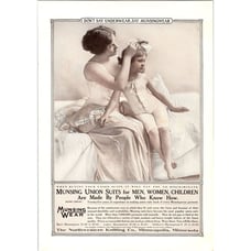 Original 1913 MUNSING WEAR Full-Color Print Advertisement - Mother and Child