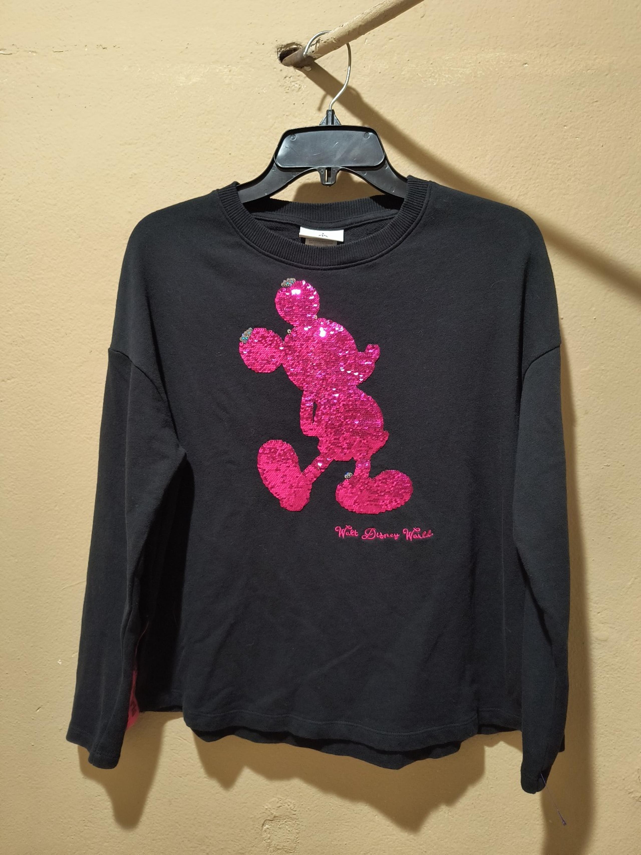 Disney World Mickey Mouse Reversible Sequin Sweatshirt for Women Black/Pink Xs