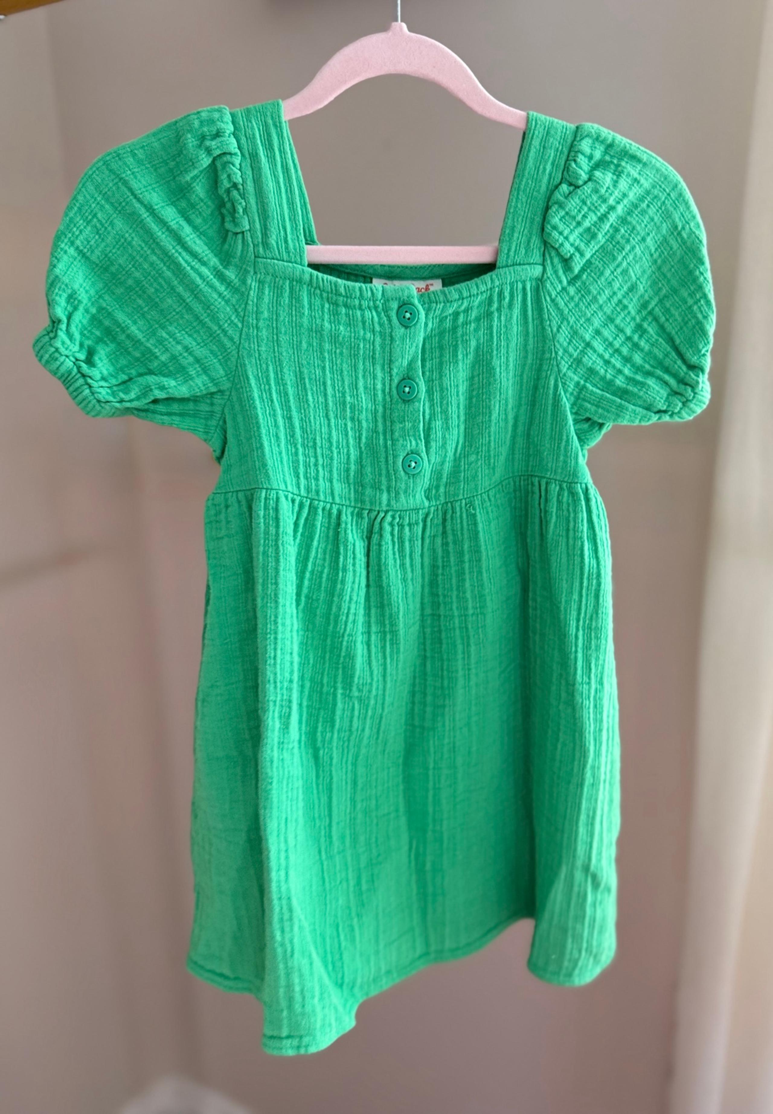 Cat & Jack Kelly Green Puff Sleeve Dress Toddler Girl Size 4T