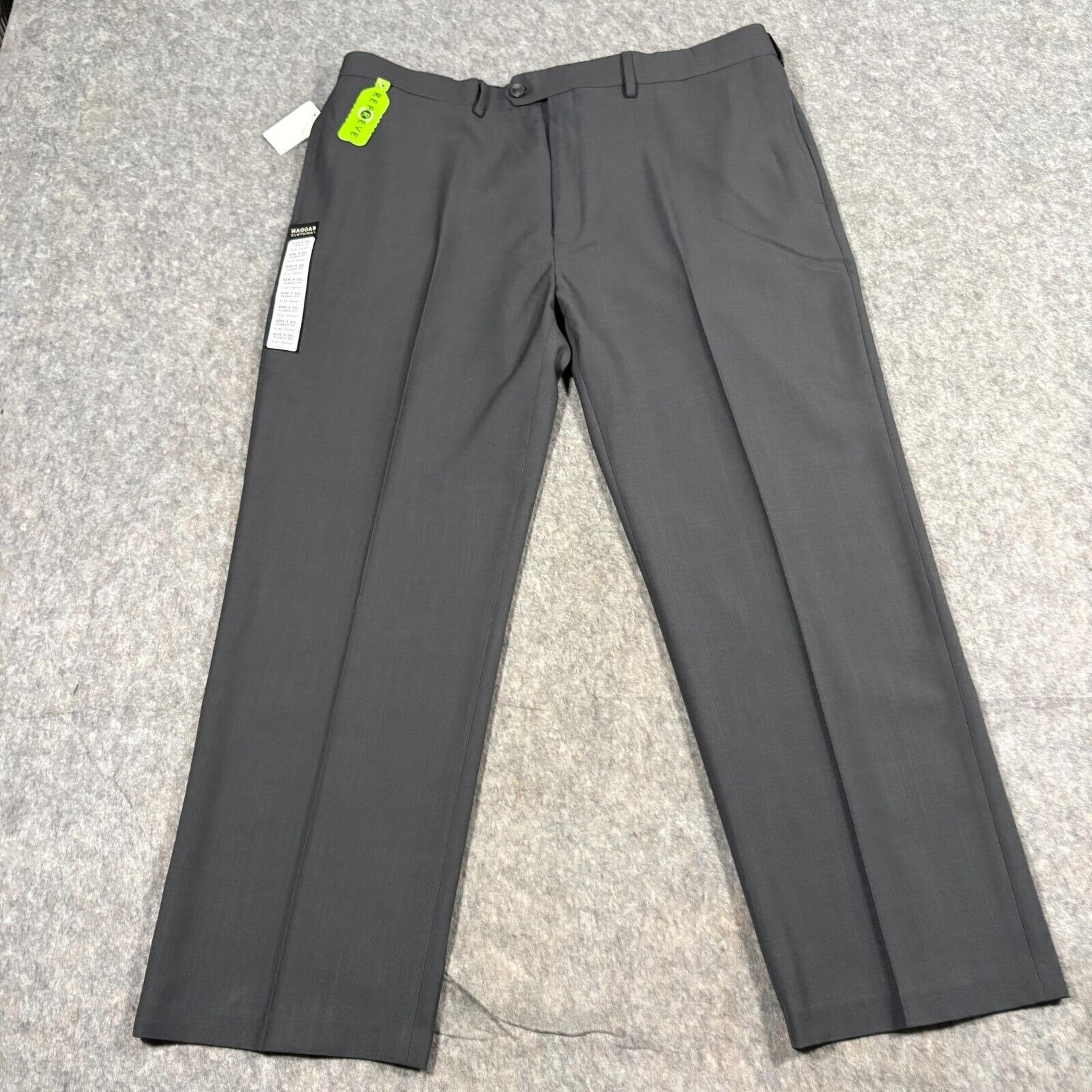 Haggar Men's Dress Pants Size 42x30 Grey E-Clo Stretch Straight Leg Classic Fit
