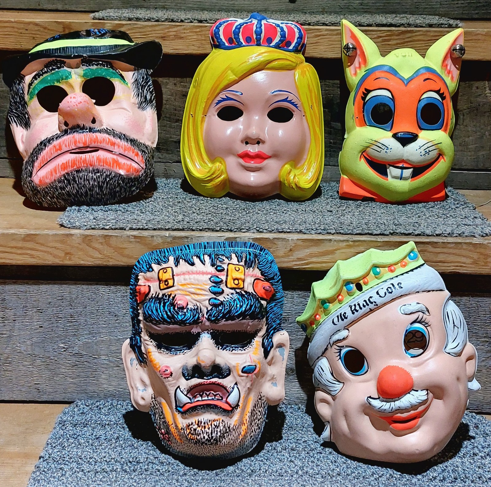 Vintage Halloween Masks, Lot of 5, Ben Copper & Original Price Tags Made In USA