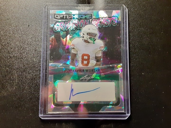 xavier worthy , leaf rookie football card , 1/5 one of 5 ever made / mint