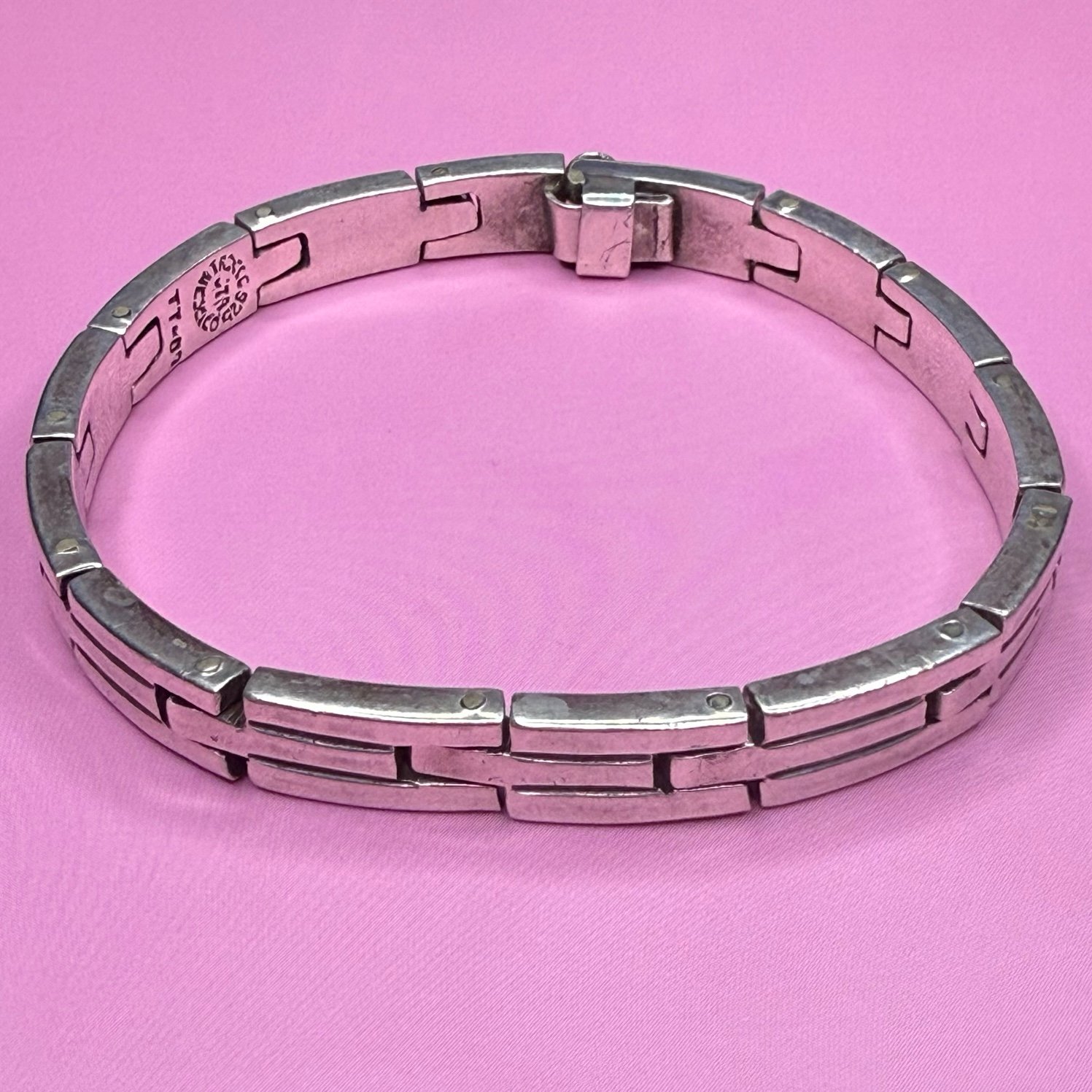 Vintage Mexico Taxco Sterling Link 7” Bracelet