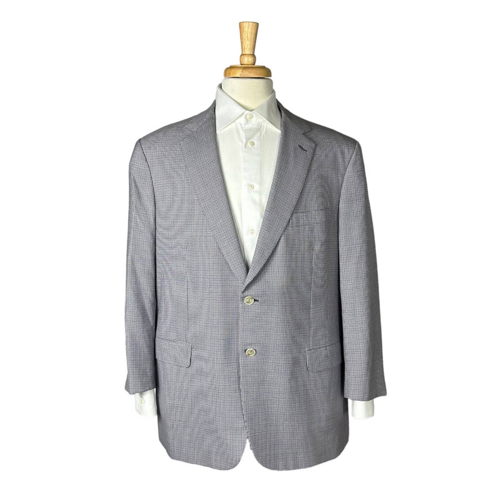 Brioni Current Pure Wool Lavender Blue Checked Mens Blazer Size 46R