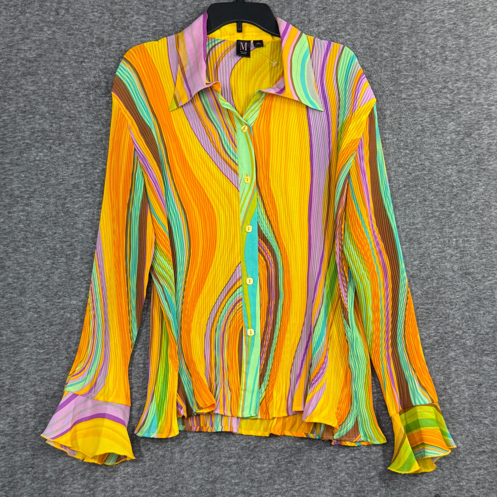 Y2K Vintage Milano Woman Funky Psychedelic Festival Button Down Size 1X