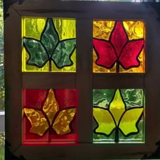 Maple leaf stained glass suncatcher
