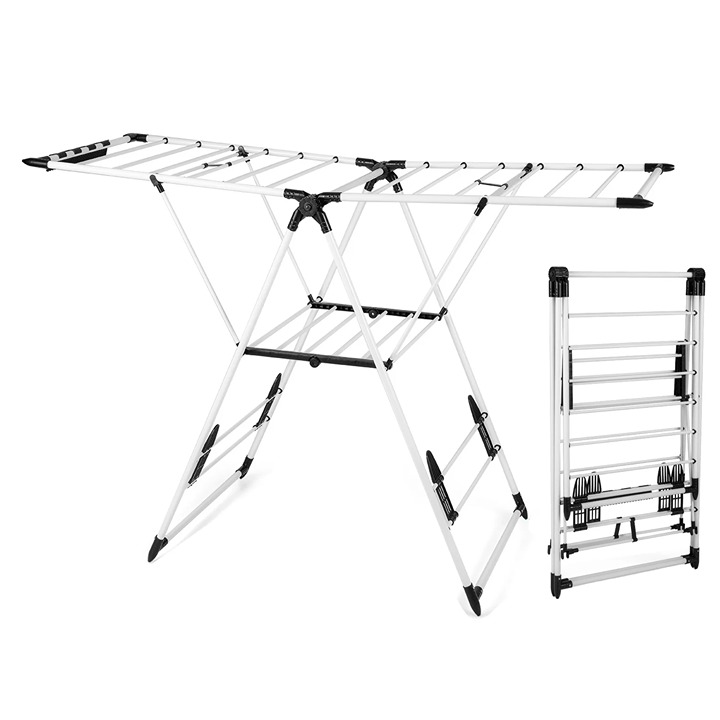 Collapsible Laundry Rack with Shoe Hangers -9sz6
