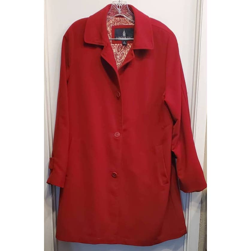 London Fog Red Trench Coat Style Size Medium