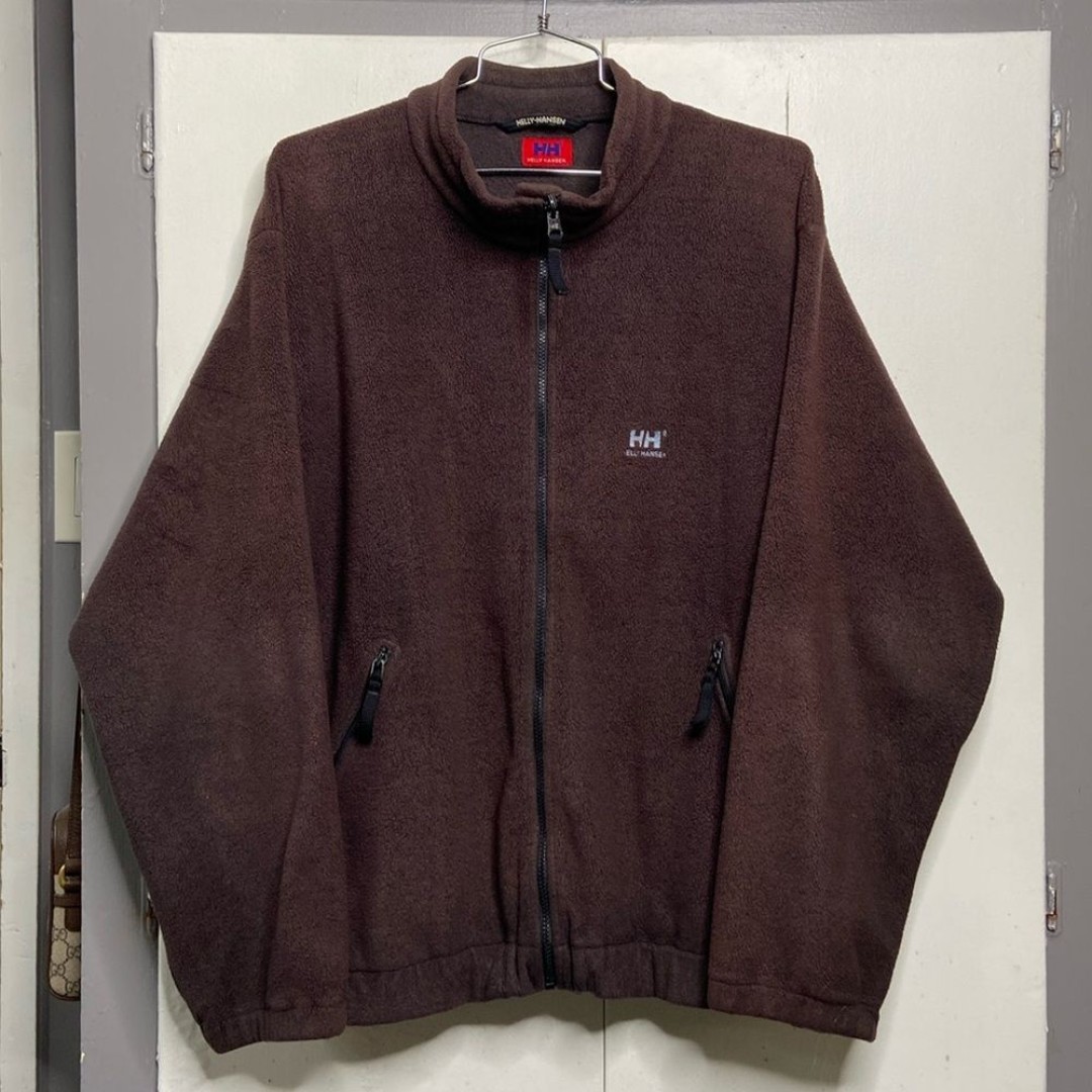 Helly Hansen Mens XL Full Zip Fleece Brown Jacket HH Logo