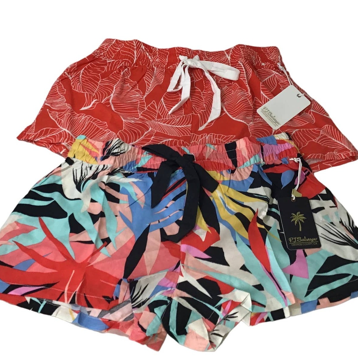 PJ SALVAGE S red tropical print Lounge Sleep Shorts Pajama Bottoms NWT B155