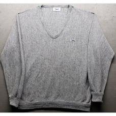 Vintage 1970s The Fox Sweater J.C. Penny Grey V-Neck Sweater Size Large 318